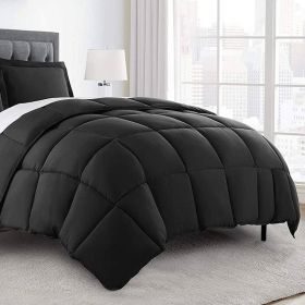 Twin Size Reversible Microfiber Down Alternative Comforter Set in Black