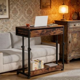 Height Adjustable Desk, Mobile Side Table Portable Desk with Drawers