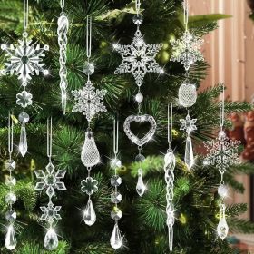Crystal Ornaments Christmas Tree Decorations - 21pcs Christmas Tree Ornaments Sparkling Dazzling Festival Party Decoration Crystal Snowflake Desi