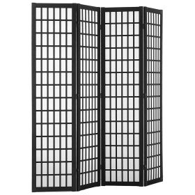 Room Divider, 4 Panel Japanese Room Divider, Wood Folding Privacy Screen Indoor, Japanese Partition Dividers Portable Decoration Screens
