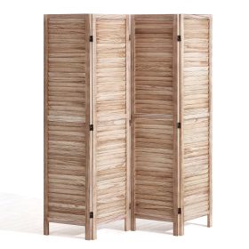 Wood Room Divider, 4 Panel Wood Folding Privacy Screen, 66.9 Inches Tall Indoor Louvered Wooden Partition, Portable Decoration Screen