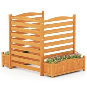 No-Dig Fir Wood Privacy Fence With Planter Boxes, 3-Panel AC Unit Screen For Outdoor Trash/Pool Equipment Concealment (Option: Defaulttitle)
